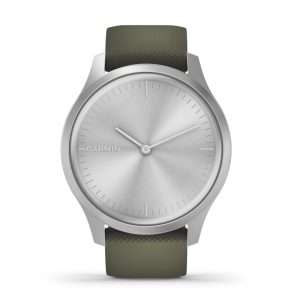 Garmin Vivomove Style smartwatch armbåndsur i aluminium med mos grøn silikonerem