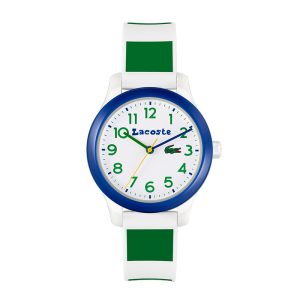 Lacoste Junior H 12.12 armbåndsur i striber grøn/hvid med gummirem