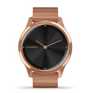 Garmin Vivomove Luxe smartwatch armbåndsur i 18 kt rosaguld-tone stål med meshlænke